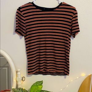 FOREVER21 Black and Orange striped T-shirt